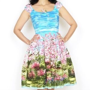 BERNIE DEXTER cherry blossom printed vintage mini dress sz S